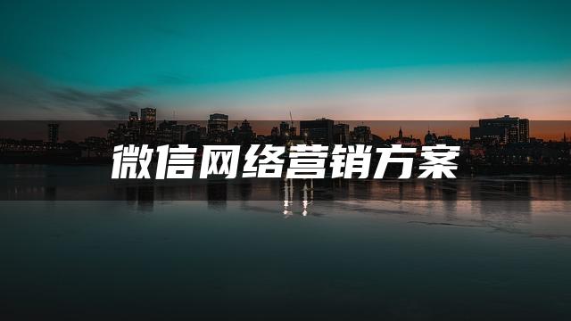 微信網(wǎng)絡(luò)營(yíng)銷方案